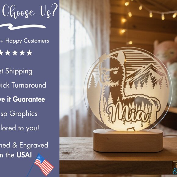 Personalized Llama Name Light | Custom LED Sign for Boys & Girls - Picture 4 of 8